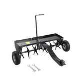 Tow Behind Plug Aerator 40in Lawn Aerator with Universal Hitch Pull Behind Aerator with Iron Spikes Alternately Arranged for Gardens Lawns Farms